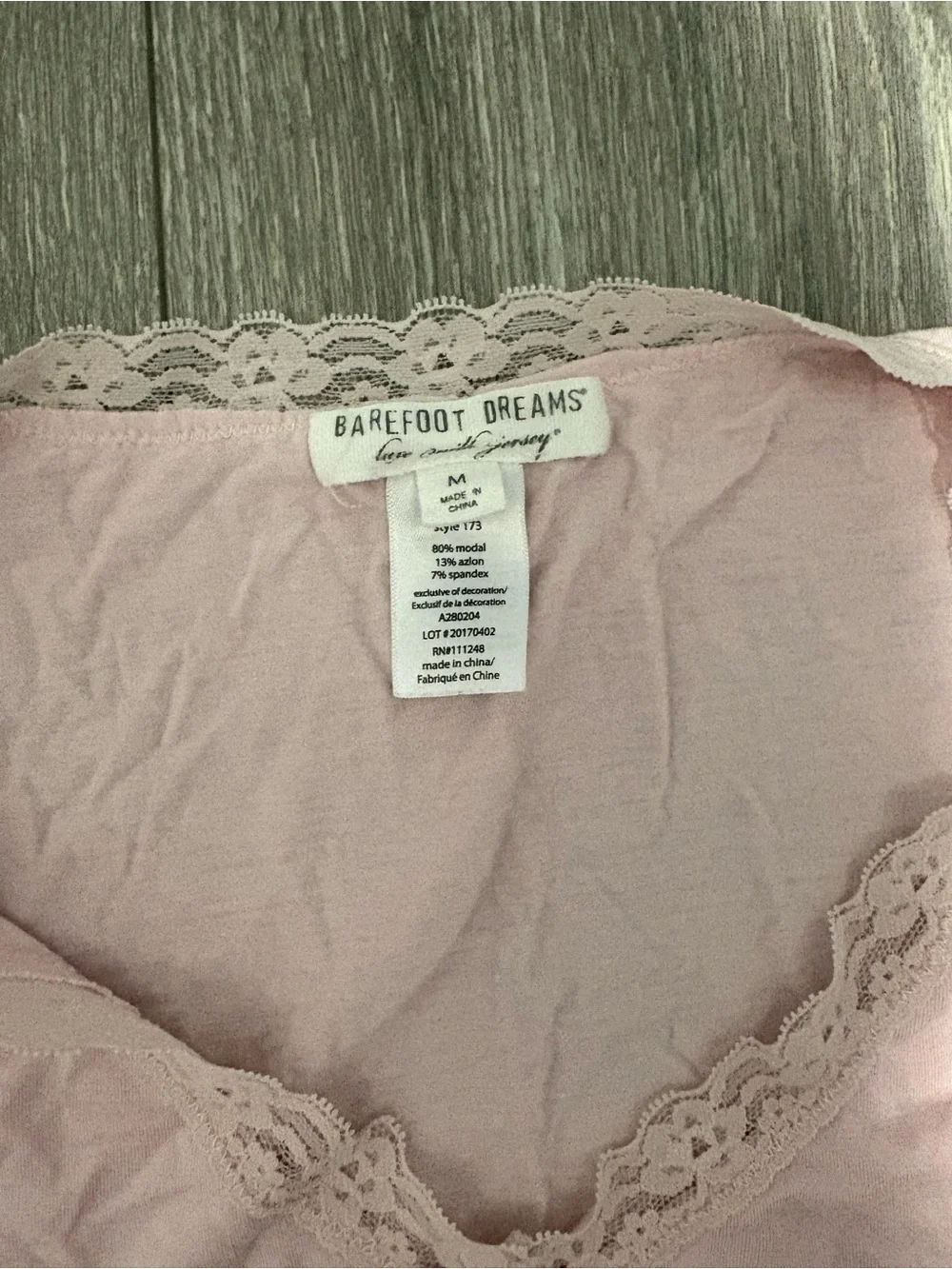 Barefoot Dreams Light Pink Lace-Trim Pajama Set - Picture 3 of 4